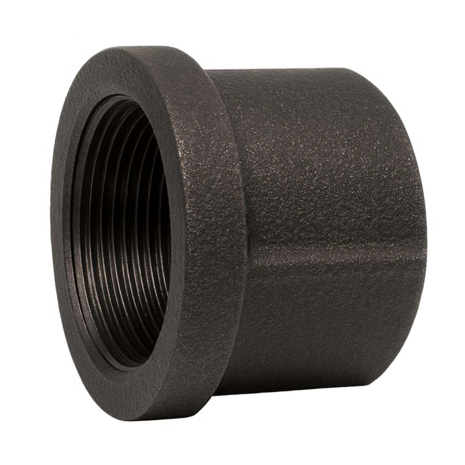 1" FBSP Black Malleable Iron Cap – Female Threaded End Fitting for Pipe Closure and Protection