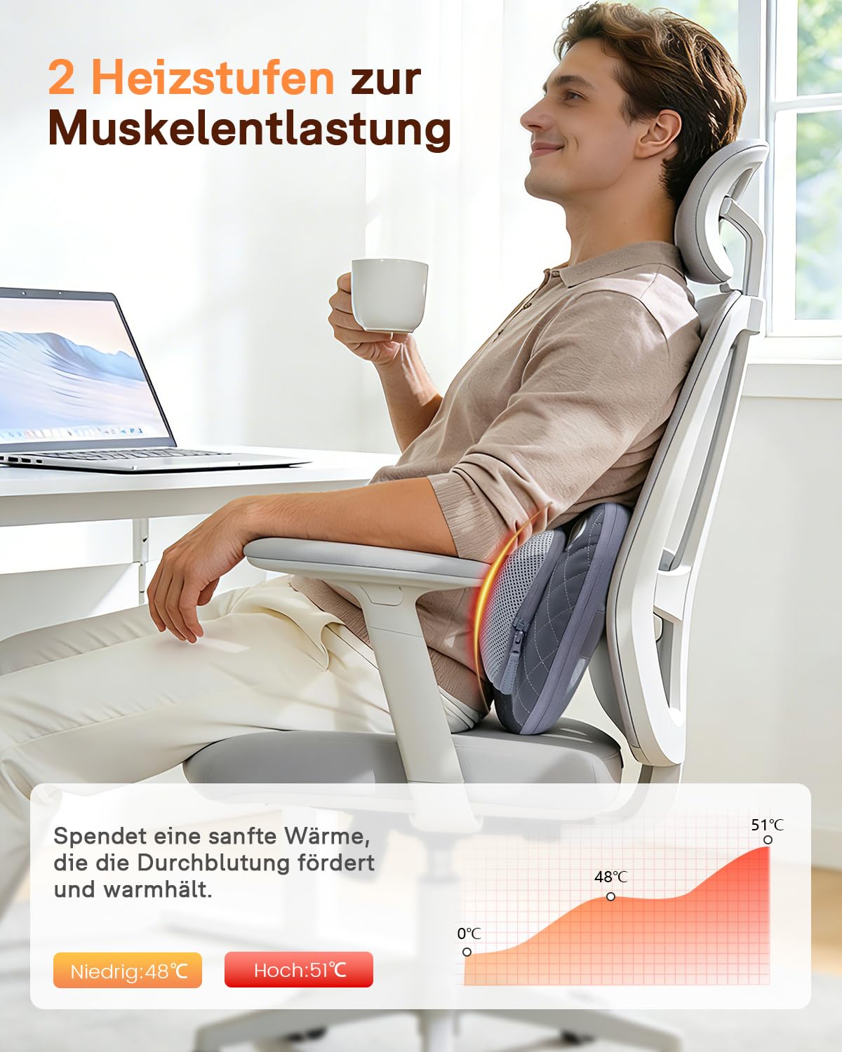 ALLJOY Nackenmassagegerät mit Wärmefunktion, Kabelloses Shiatsu Massagekissen mit LCD-Display & Akku,Rückenmassagegerät mit 3D-Rotationsköpfen für Zuhause Büro Auto, Geschenk für Männer Frauen