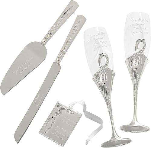 THINGS REMEMBERED Set de regalo de boda infinito grabado (personalización gratuita)