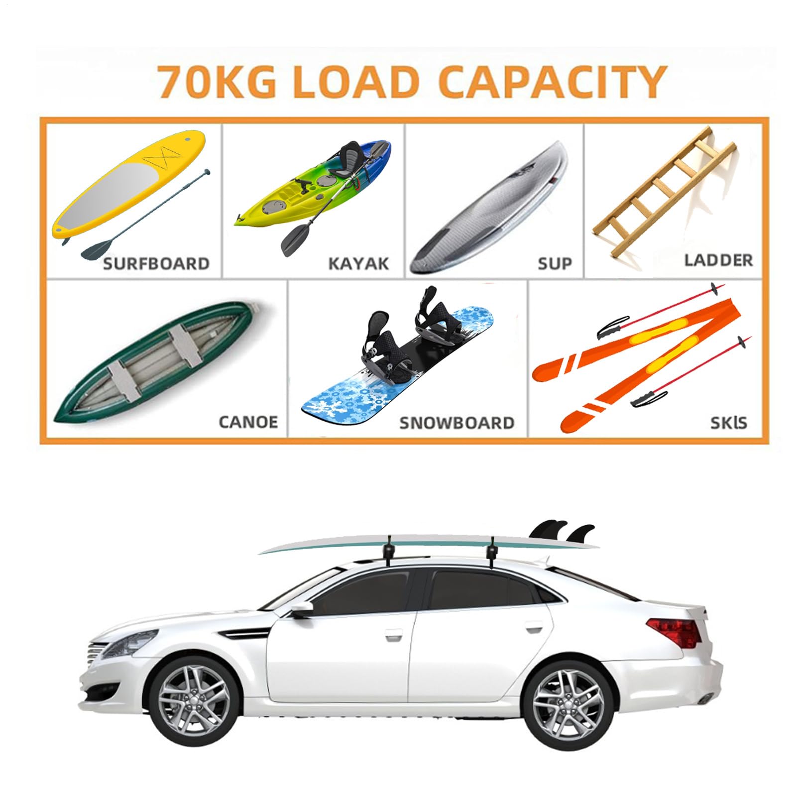Dachsammlung Für Faltbare Weiche Auto-Pads, Universal Automatische | Dachträger, Surf-Rack Ohne Querträger, Leichte Lastunterstützung | Einfache Riemen P