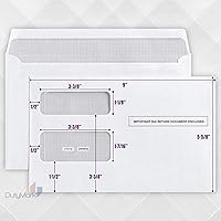 Vista 5 de 50 1099 Tax Envelopes Self-Seal Designed for printed 1099 Laser Forms - MISC - 1098-1099 R - DIV - INT, Double-Window Security For Quickbooks or Tax