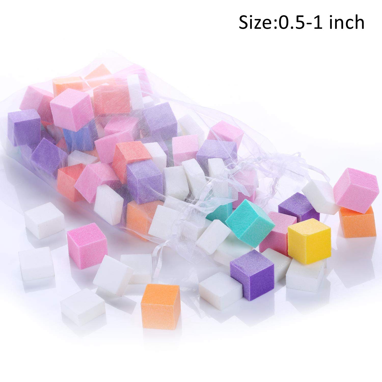 60-70 Pieces Nail Buffer Block, 4 Way Mini Nail Sanding Smoother Buffer Square Block File for Toe Nail and Finger Nail（Random Color）