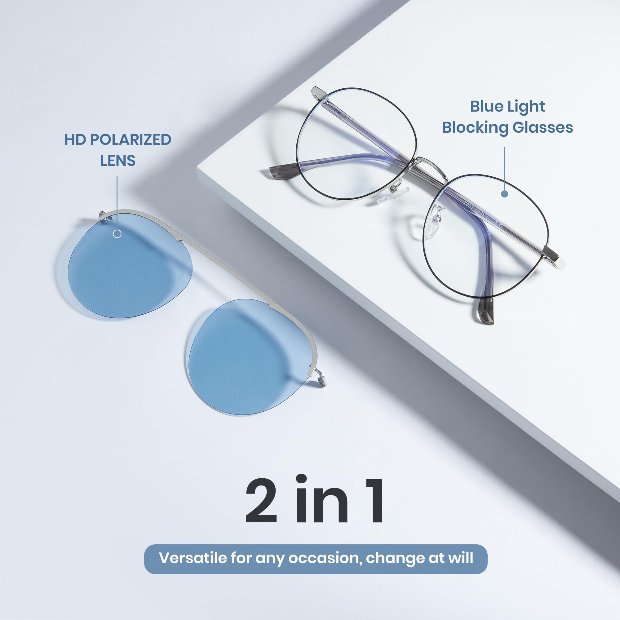 Cyxus Marco de anteojos con 5 piezas de clip magnético polarizado, lentes de sol para hombres y mujeres, marco de acero inoxidable ligero, UV 400, para conducir, pescar, viajar, P1209