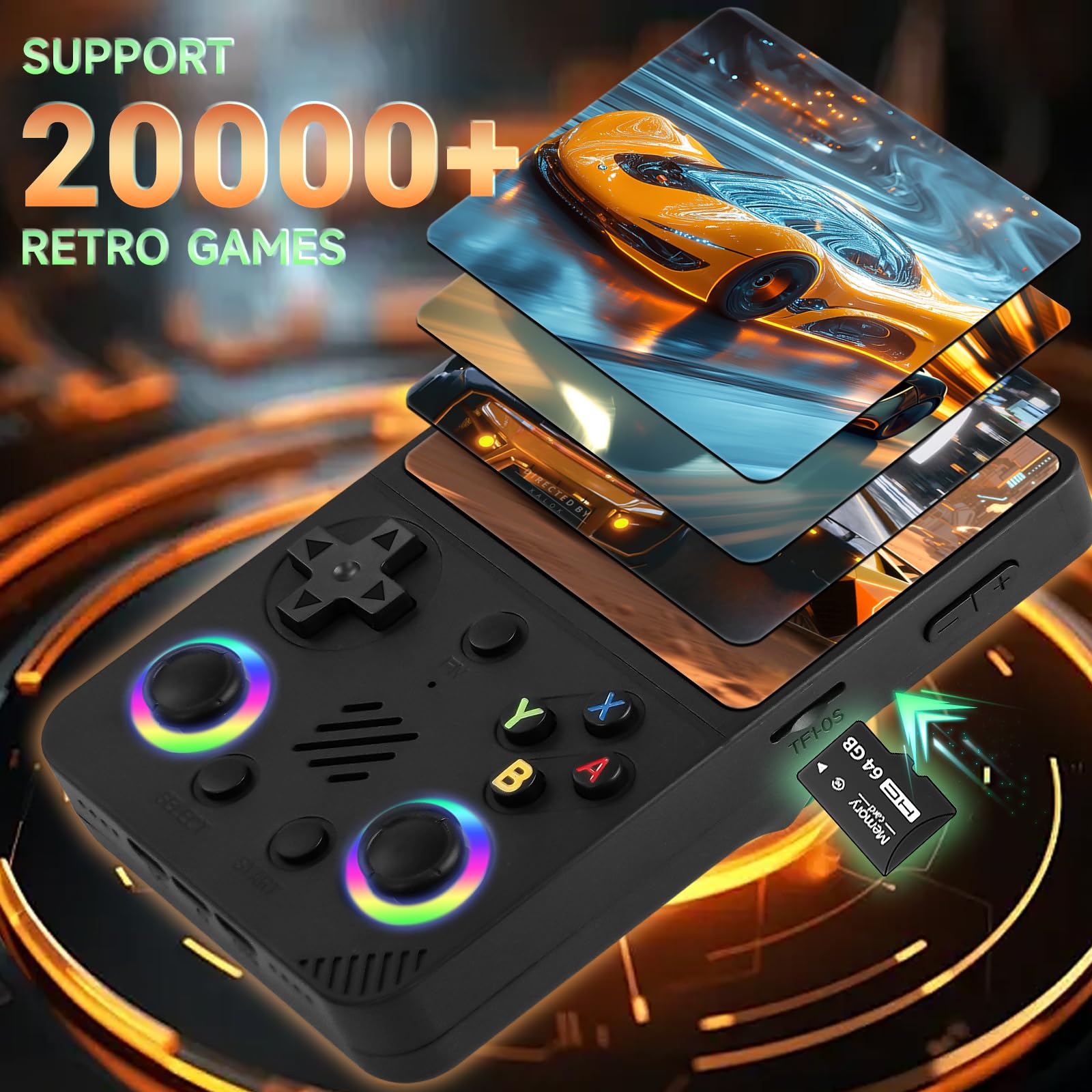 Unokit Consola de juegos retro RG36 Pro 2025, pantalla IPS 3.5 pulgadas, sistema Linux de código abierto, tarjeta TF 64 GB, más de 20.000 juegos clásicos, batería 3200 mAh