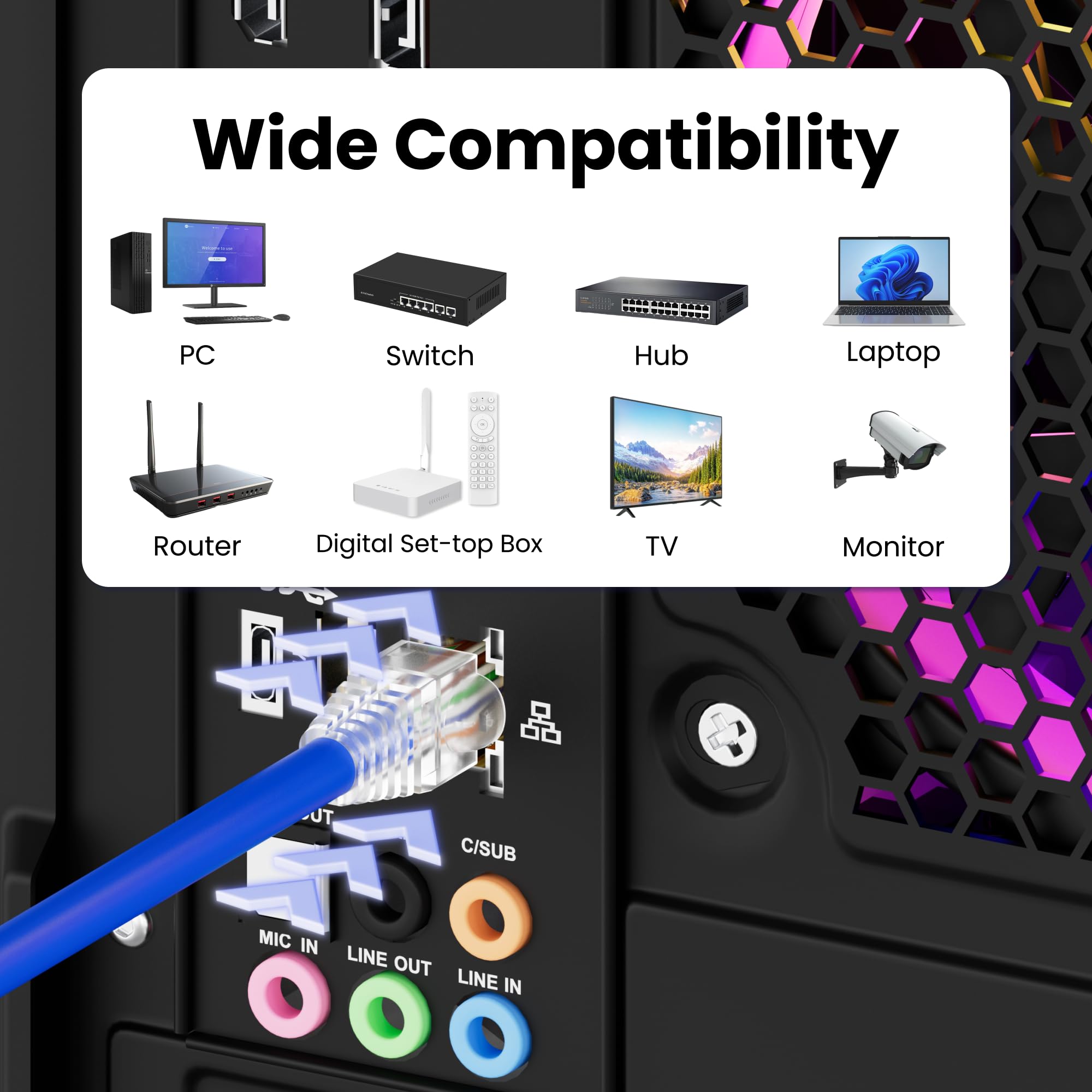 CableGeeker Lot de 100 + 100 connecteurs RJ45 – 100 prises Cat6 et 100 embouts anti-traction (transparents), fiches à sertir Ethernet standard, extrémités plaquées or pour câble Ethernet Cat5/Cat5e