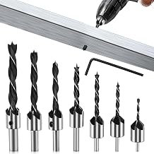 Drill with Countersink, 7-Piece Wood Drill Set, Spiral Drill Bit Metal with Allen Keys, Countersink Drill with Countersink 3-10 mm Countersink Wood for Wood Processing