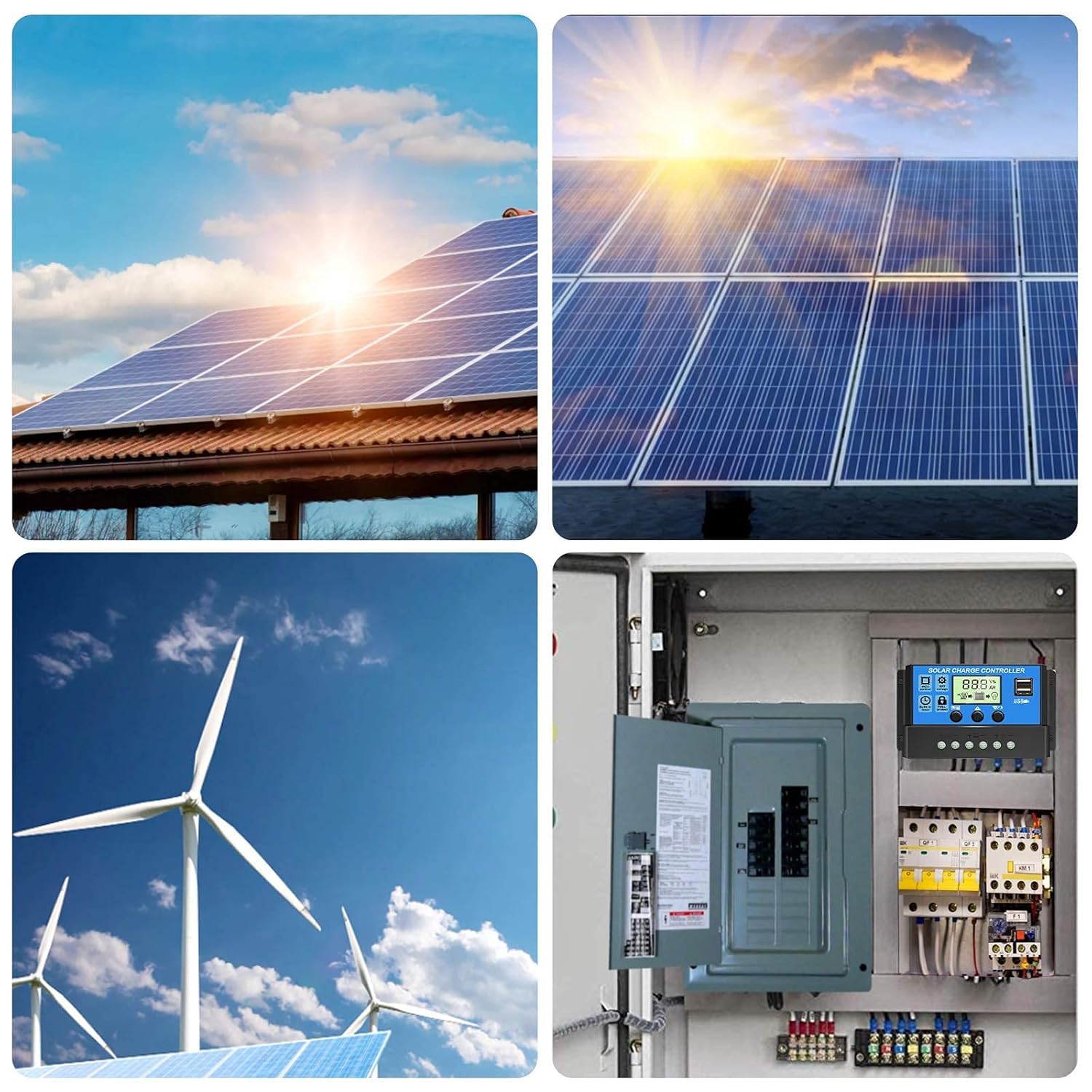 HASTHIP® 20A 12V to 24V Solar Charge & Panel Controller,Intelligent Regulator with Dual USB Port 5V Light Timer Control and LCD Display - Image 7 thumbnail