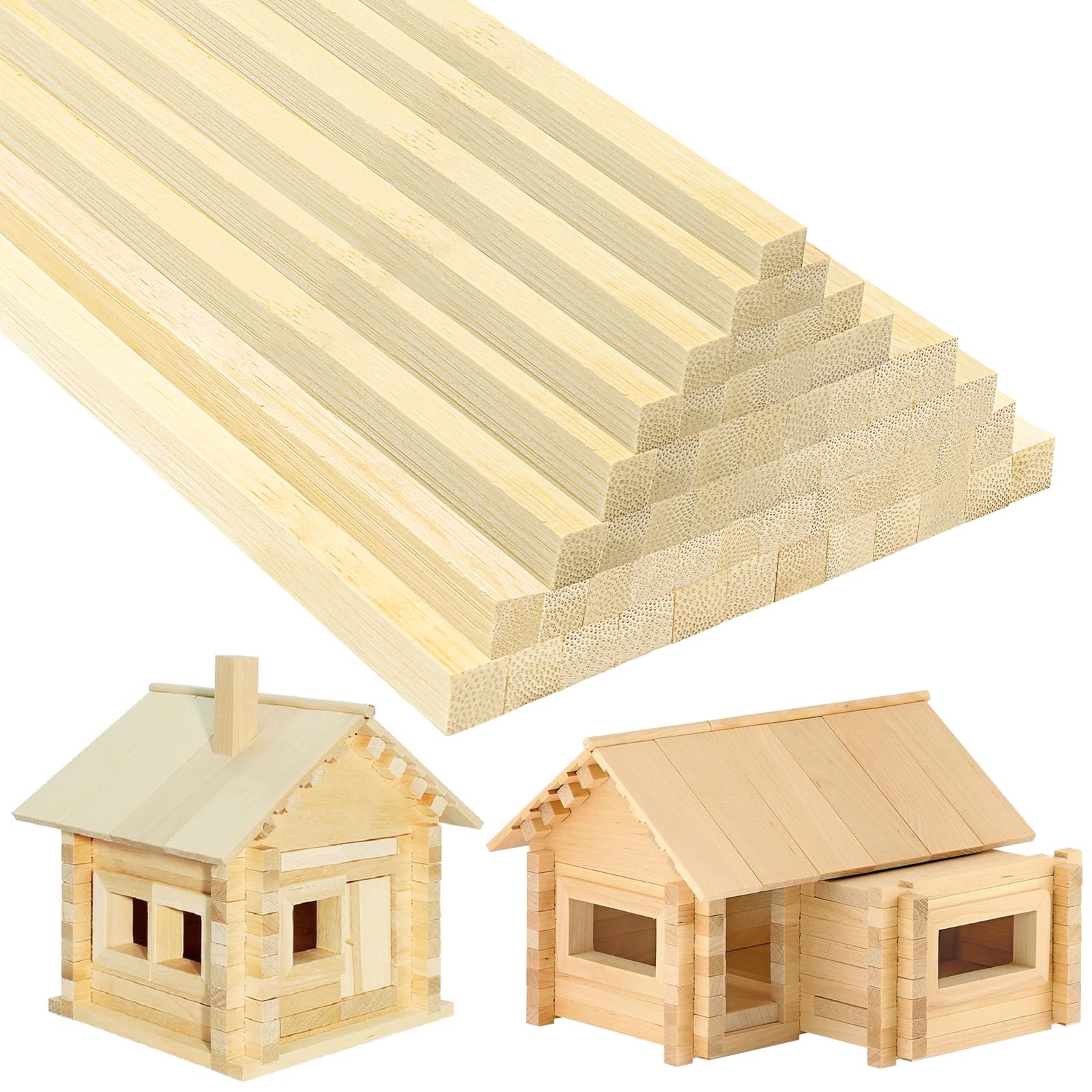 DOITEM 45 Pcs Natural Wooden Square Dowel Sticks - 10mm x 10mm x 20cm/8 Inches - Extra Long Unfinished Strong Wood Lollypop & Craft Stick - Rods for Art, DIY Projects & Woodcraft