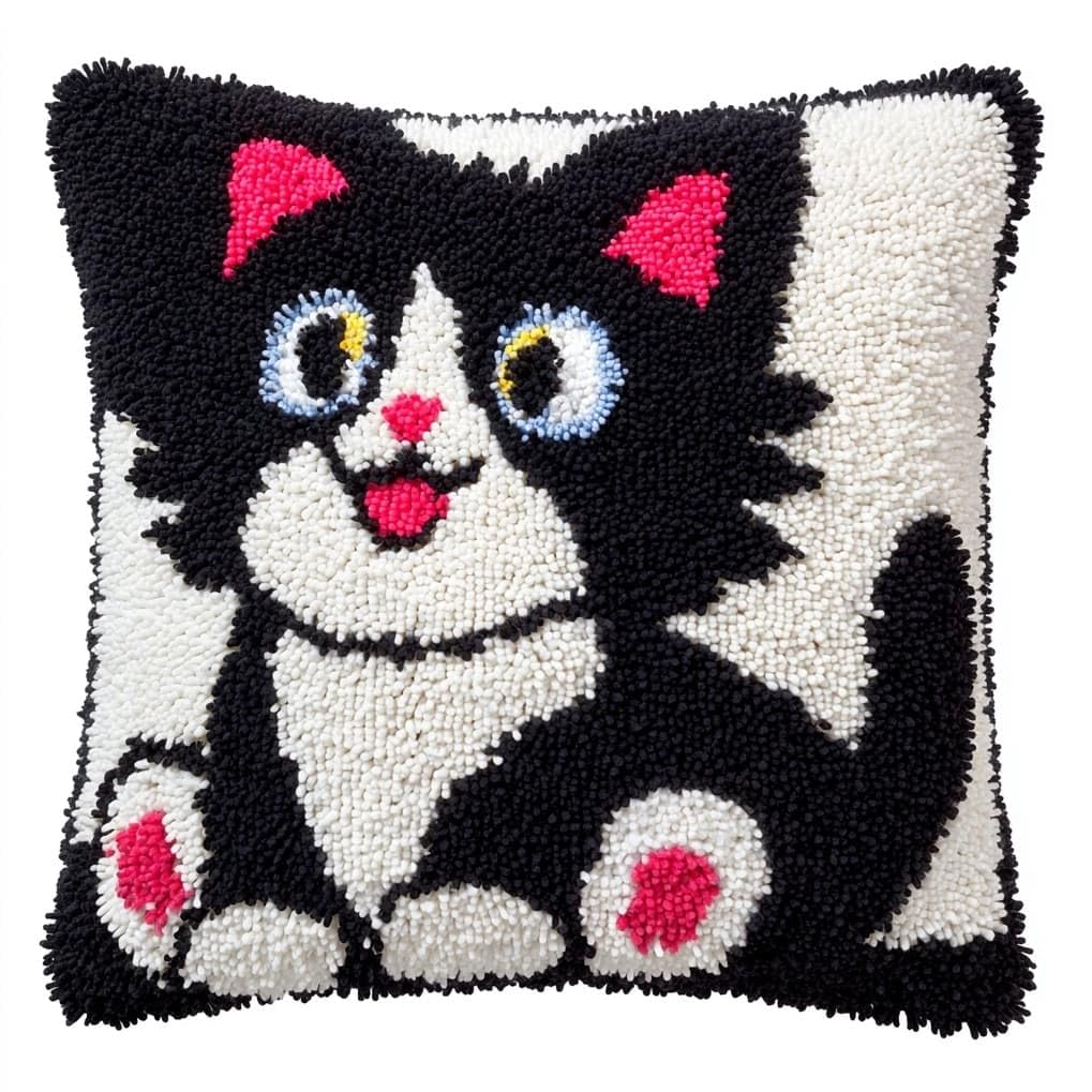 AxiangziK Latch Hook Cushion Kits for Adults,Animal Tuxedo cat