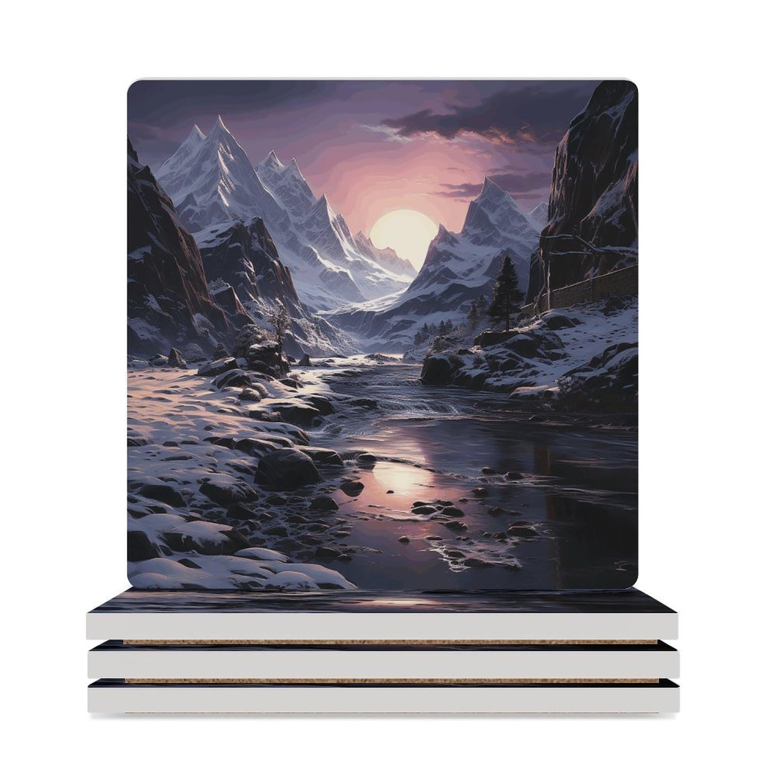 Dessous de verre réutilisable design lac alpin et finitions premium