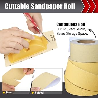 BOSHCRAFT 220 Grit PSA Longboard Sandpaper, 2-3/4 x 20 Yds Self-Adhesive Sand Paper for Woodworking & Automotive Air File Sander