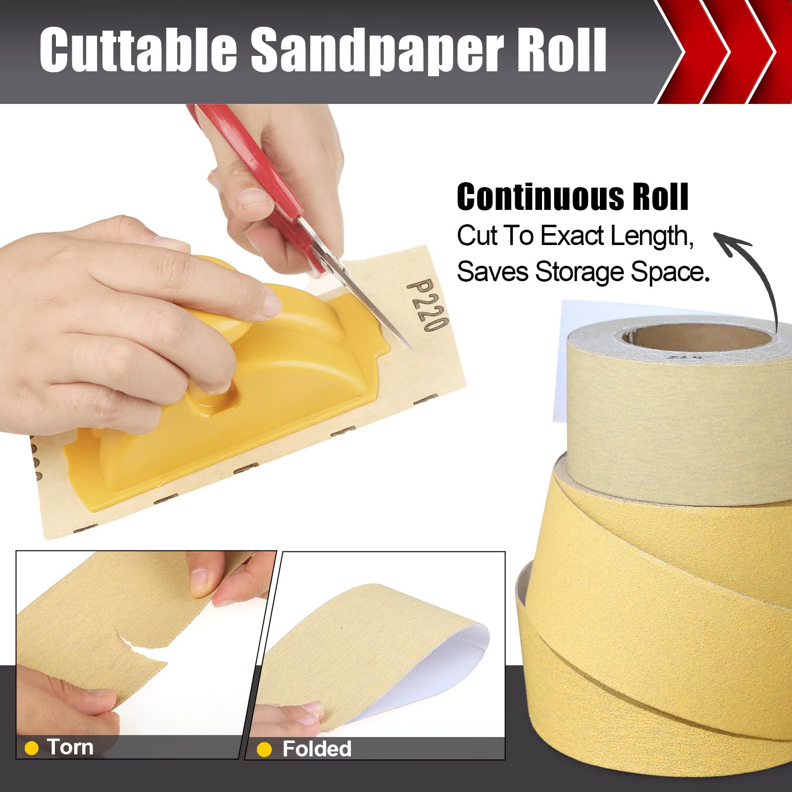 BOSHCRAFT 320 Grit Sandpaper - Longboard Roll -5