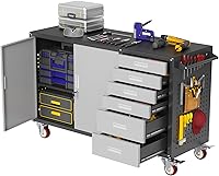 Eltean 55" Rolling Workbench with 6 Drawers, 1000 LB Capacity, Pegboard & Adjustable Shelf - Heavy Duty Garage Storage Cart