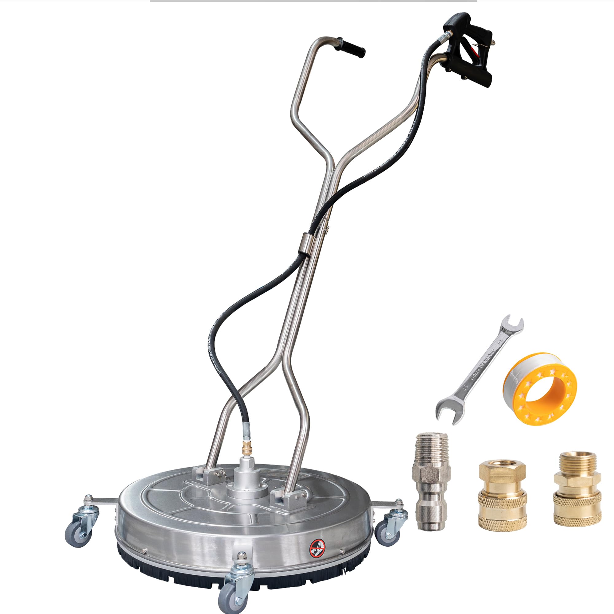 Hourleey 30" Pressure Washer Surface Cleaner with Dual Handles, Stainless Steel Surface Cleaner with 4 Wheels for Driveways, Pathway, Sidewalks,