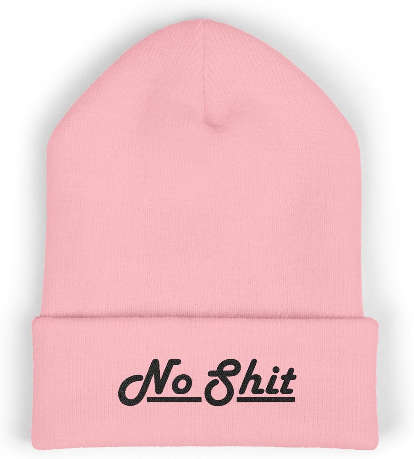 Classic Cuffed Beanie Hat with No Shit Embroidery Message