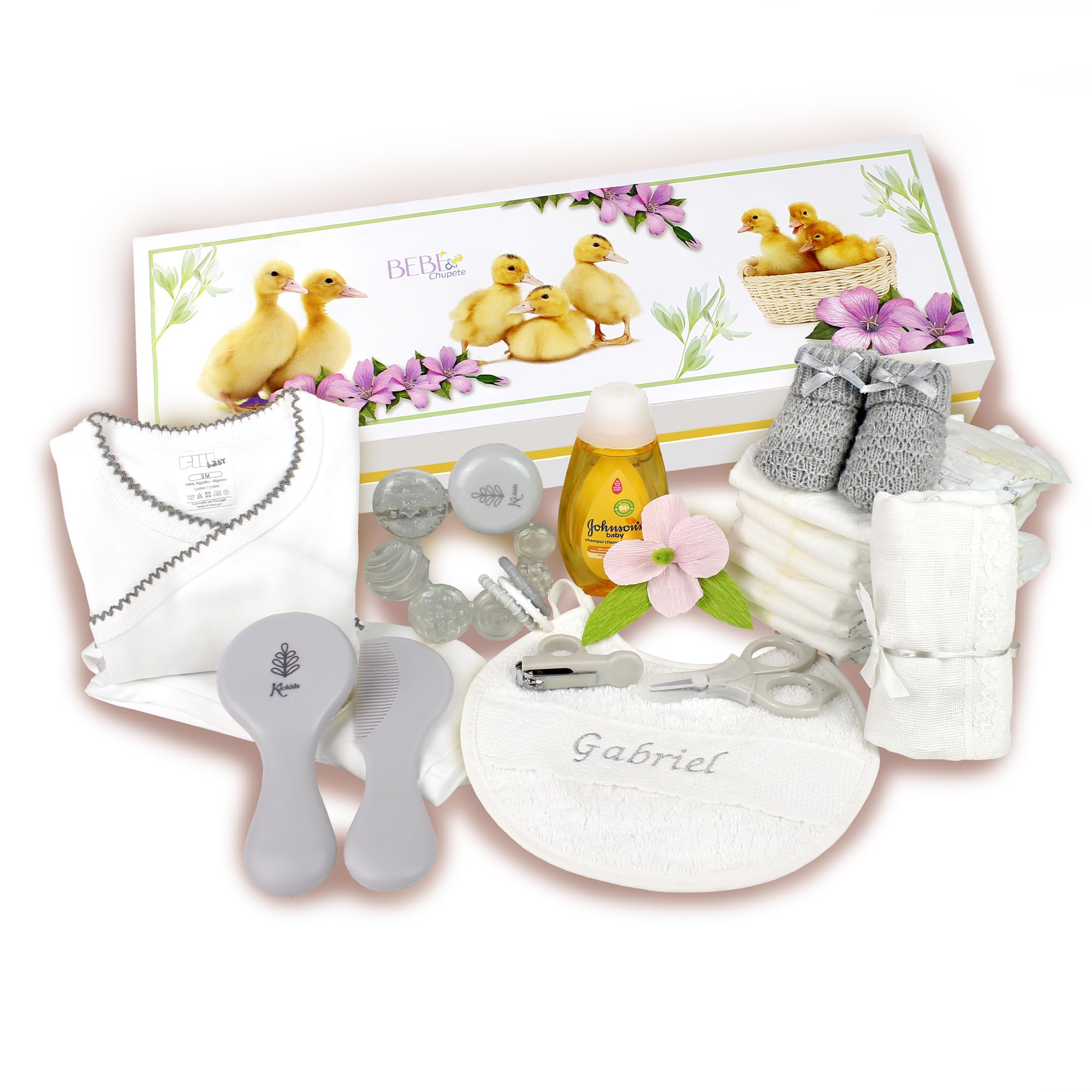 Cesta Bebe Recien Nacido Niño- Canastilla Bebe Recien Nacido PERSONALIZADA- Regalo Bebe Recien Nacido Niño- Regalo Recien Nacido- Cosas para Bebes Recien Nacidos-Regalo Bebe Recien Nacido Niña (Gris)