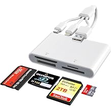 Memory Stick Pro Duo Adapter - 4-in-1 Multi Memory Card Reader with Triple Lightning/USB-C/USB-A for SD/Micro SD/MS/xD-Picture-Card, Sony Cybershot Memory Stick Pro Duo Adapter for iPhone/Android/PC