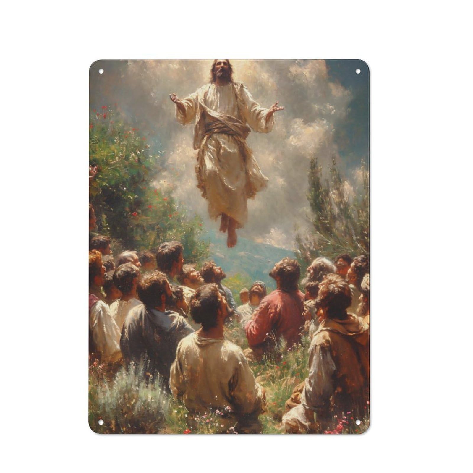 Junmoney The Ascension Of Jesus Retro Metal Wall Sign 40X30cm For Guest Room Or Hallway, New-Space Wall Decor For Home Decor Collectors