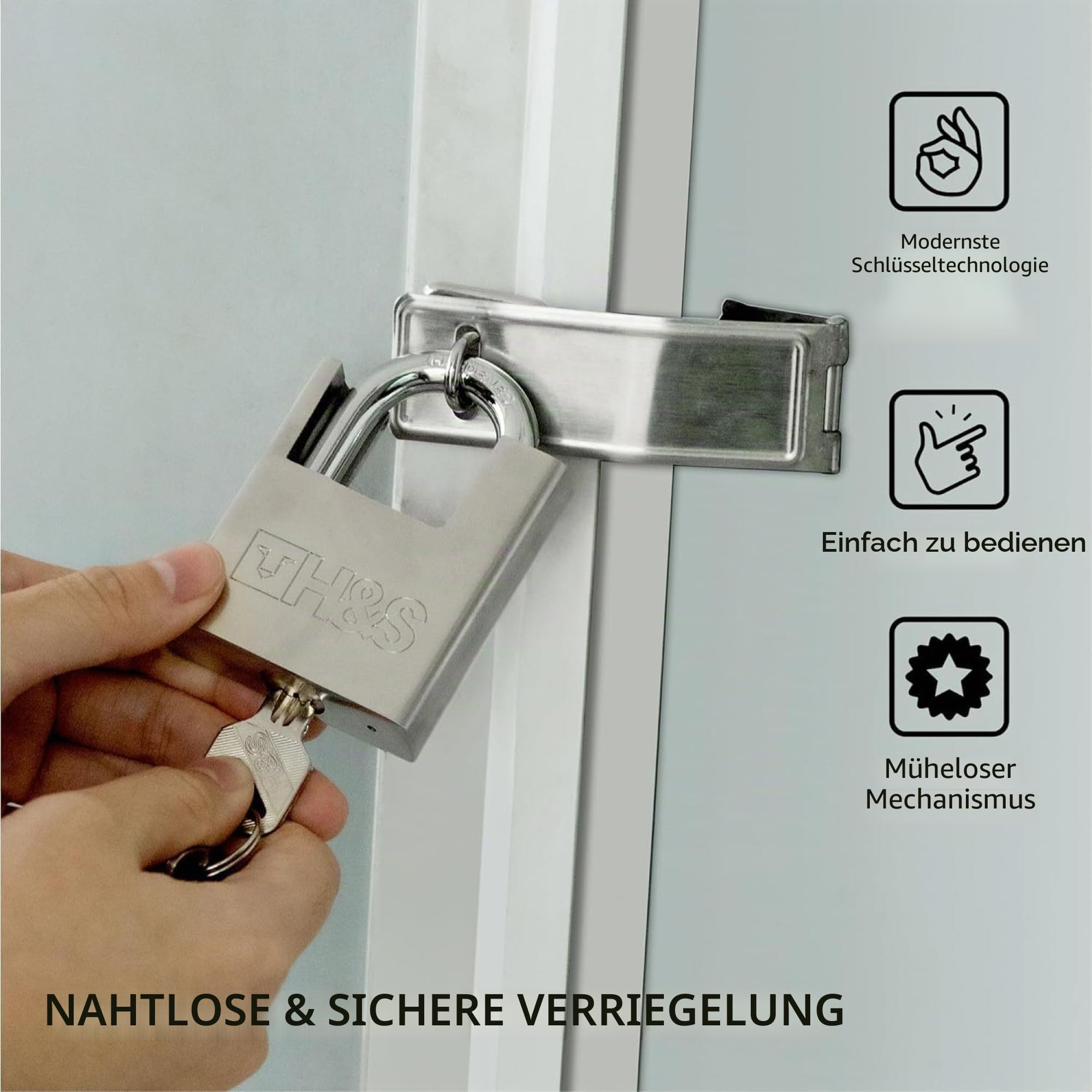H&S Vorhängeschloss 60mm mit 5 Schlüssel - Vorhänge Schloss mit Schlüssel - Vorhängeschloss Wetterfest für Zelt Spind Keller - Kellerschloss