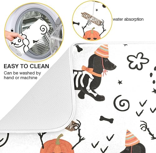 Miniatura 2 de Tapete de secado de platos con patrón de Halloween, tapete de cocina con tapete para cocina, 16 x 18 pulgadas