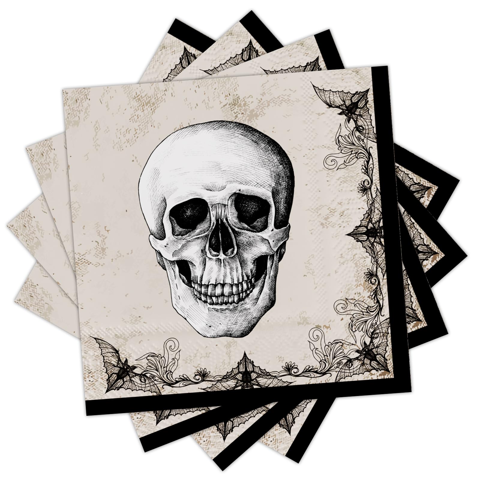 DYLIVeS Halloween Party Napkins, Halloween Skull and Bats Disposable Paper Napkins, Halloween Party Supplies for Luncheon Dessert Cocktail Halloween Birthday Party Decor Boys Kids, 50 Pcs, 3 -ply