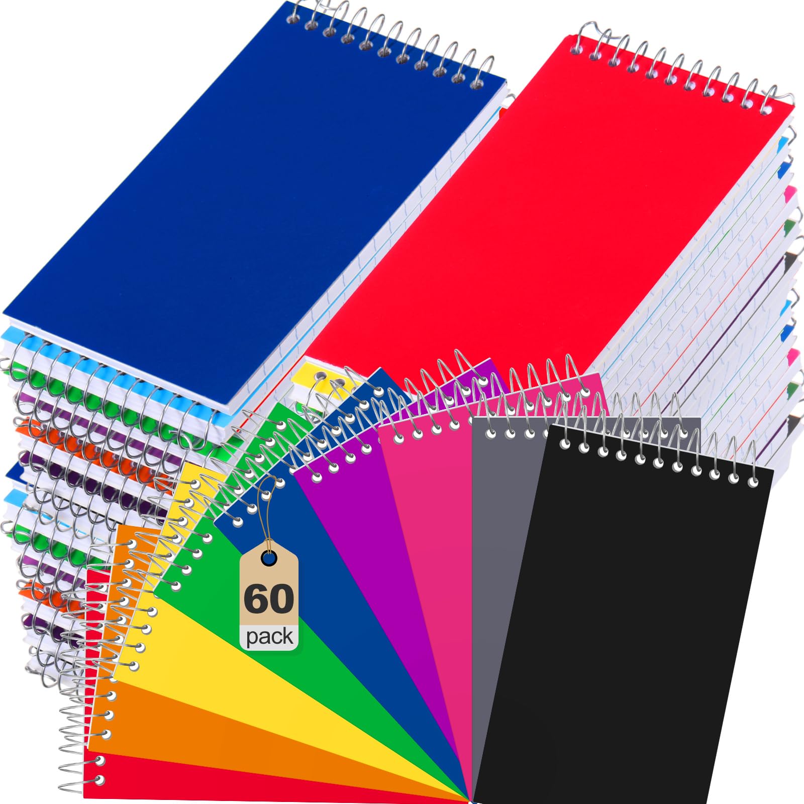 Leelosp Small Spiral Notebooks 3'' x 5'' Mini Memo Spiral Notepads Pocket Size Steno Pads with Lined & Wire Bound for Back School Classroom Office