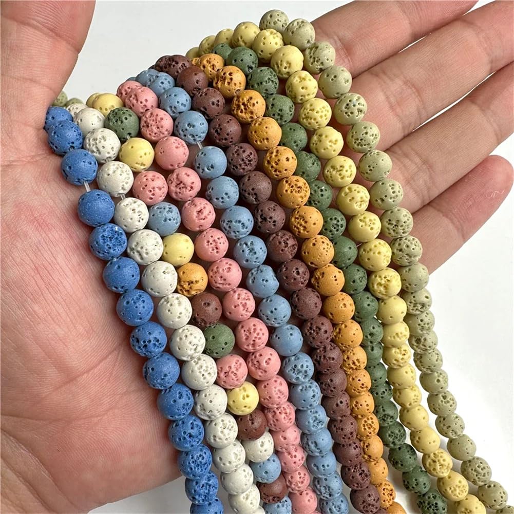 Amazon.co.jp: 6 8 10 ミリメートルラウンドカラフルな溶岩石ビーズ  