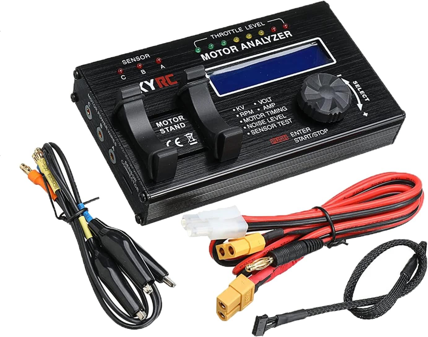 SKYRC SK-500020-01 Brushless LCD Display 3-Mode Motor Analyzer Monitor Tester for Hobby Remote Control Car Motor Testing with Connector and Manual