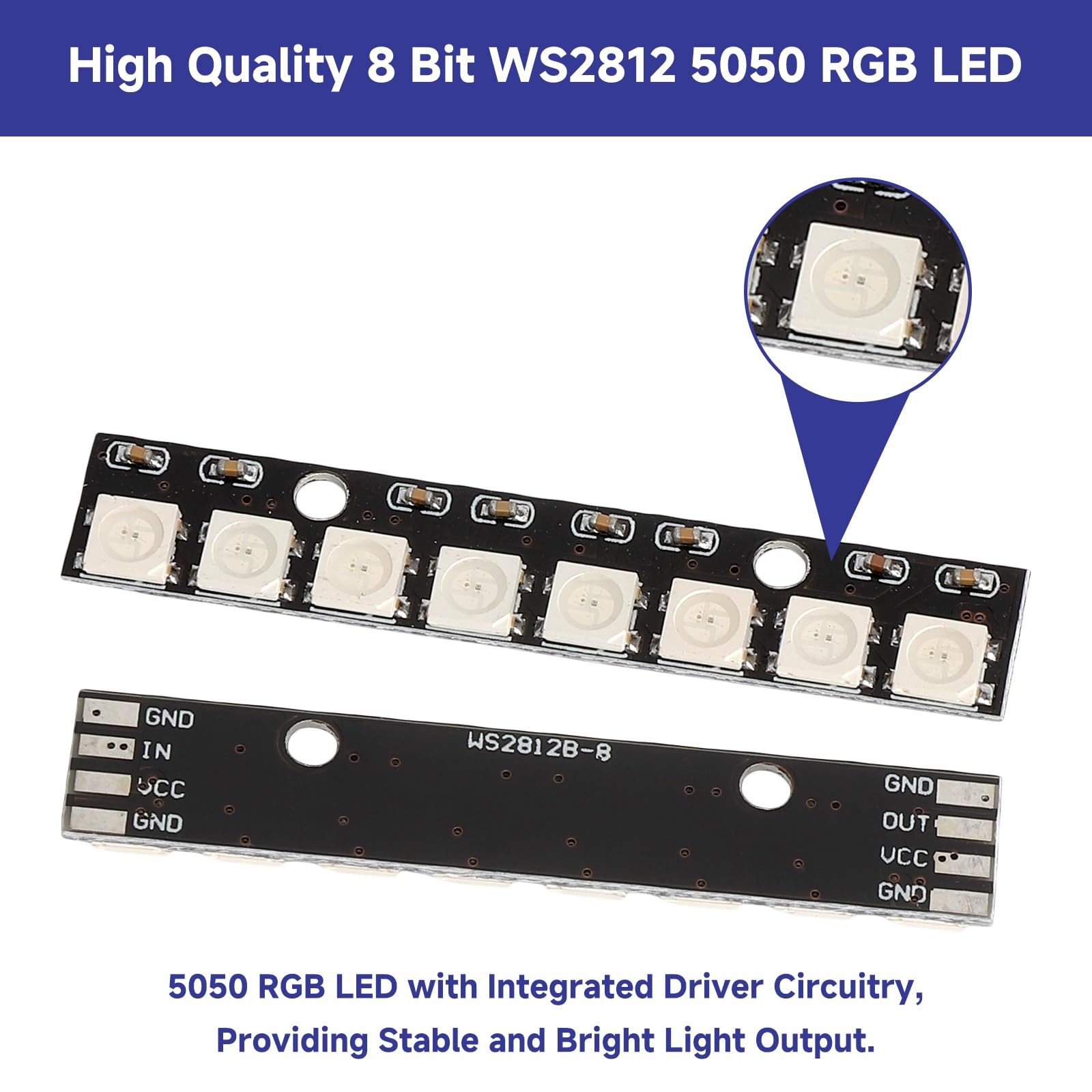 HENGBIRD 10 Pezzi 8 Bit WS2812 Modulo LED RGB Scheda di Sviluppo con Driver Integrato WS2812 5050 RGB 8-Bit Striscia di 8 LED, 5V Programmabile per Arduino Raspberry Pi ESP32