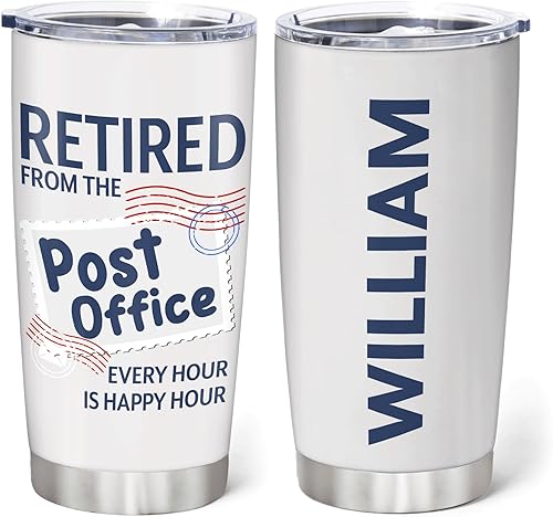Hyturtle Mailman Gift - Vaso de acero inoxidable personalizado para portador de correo de 20 onzas, para trabajador postal jubilado, cartero y