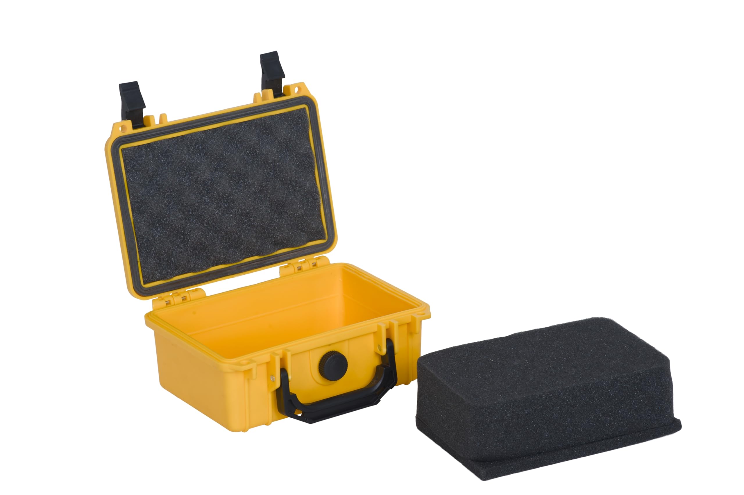 MEIJIA Funda rígida compacta impermeable IP67, espuma de ajuste personalizable, 8.1 x 6.6 x 3.54 pulgadas, apto para uso de drones, cámaras, equipos, lentes (amarillo)