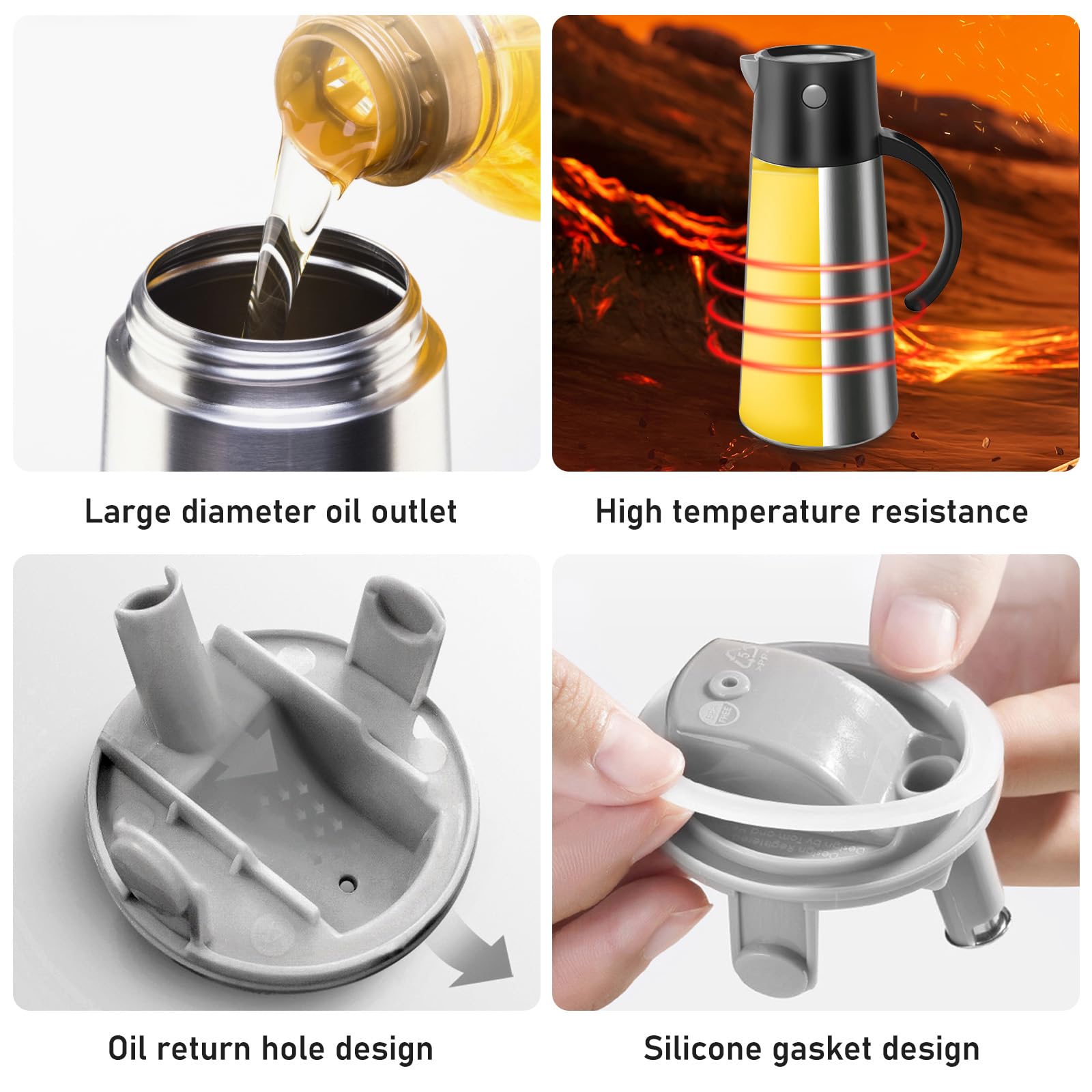 Edelstahl Thermo Sauciere 750ML, Soßenkanne mit Auto Flip Deckel,Ölspender Edelstahl,Soßenschüssel,Silberner Saucenkrug,Thermosoße Topf,Saucenbecher für Olivenöl Vanillesoße Sahne Soße Mayonnaise