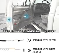 Vista 2 de Cable de liberación de pestillo de puerta compatible con Ford F150 Bronco 1992-96 F250 F350 F450 1992-97 Kit de cables de reparación de puerta