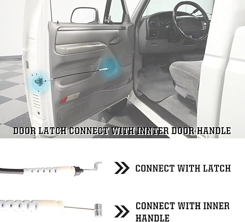 Miniatura 2 de Cable de liberación de pestillo de puerta compatible con Ford F150 Bronco 1992-96 F250 F350 F450 1992-97 Kit de cables de reparación de puerta de