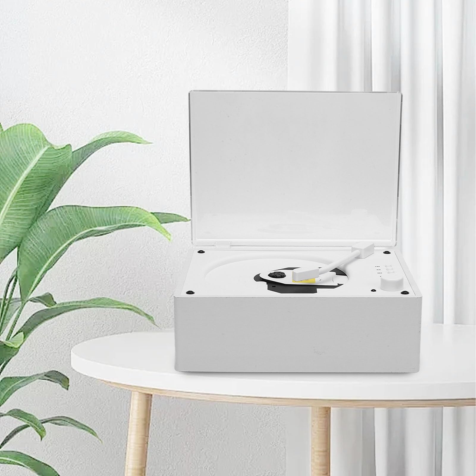 Przenośny Odtwarzacz BT CD Retro Wielofunkcyjny Odtwarzacz CD z Zdalnym Sterowaniem BT 5.0 USB Odtwarzanie Napędu Flash Wbudowane w baterię 3600 MAh do Podróży w Biurze (Kolor białego drewna)