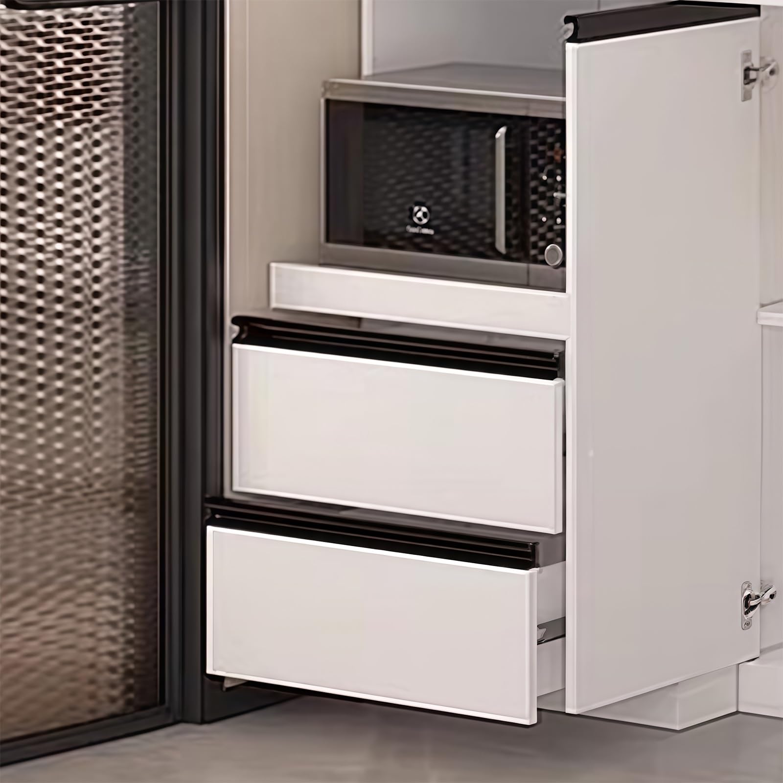 Zf9tBw5sH Unità cucina ad isola Credenza bianca ad isola con piano in pietra sinterizzata, 2 cassetti e ante