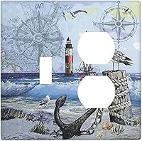 Vista 143 de Interruptor de Luz Cove Silla de Playa Paisaje Marino Océano Azul Placa de Pared de 3 Posiciones Placa de Interruptor de Luz Triple Palanca Costera