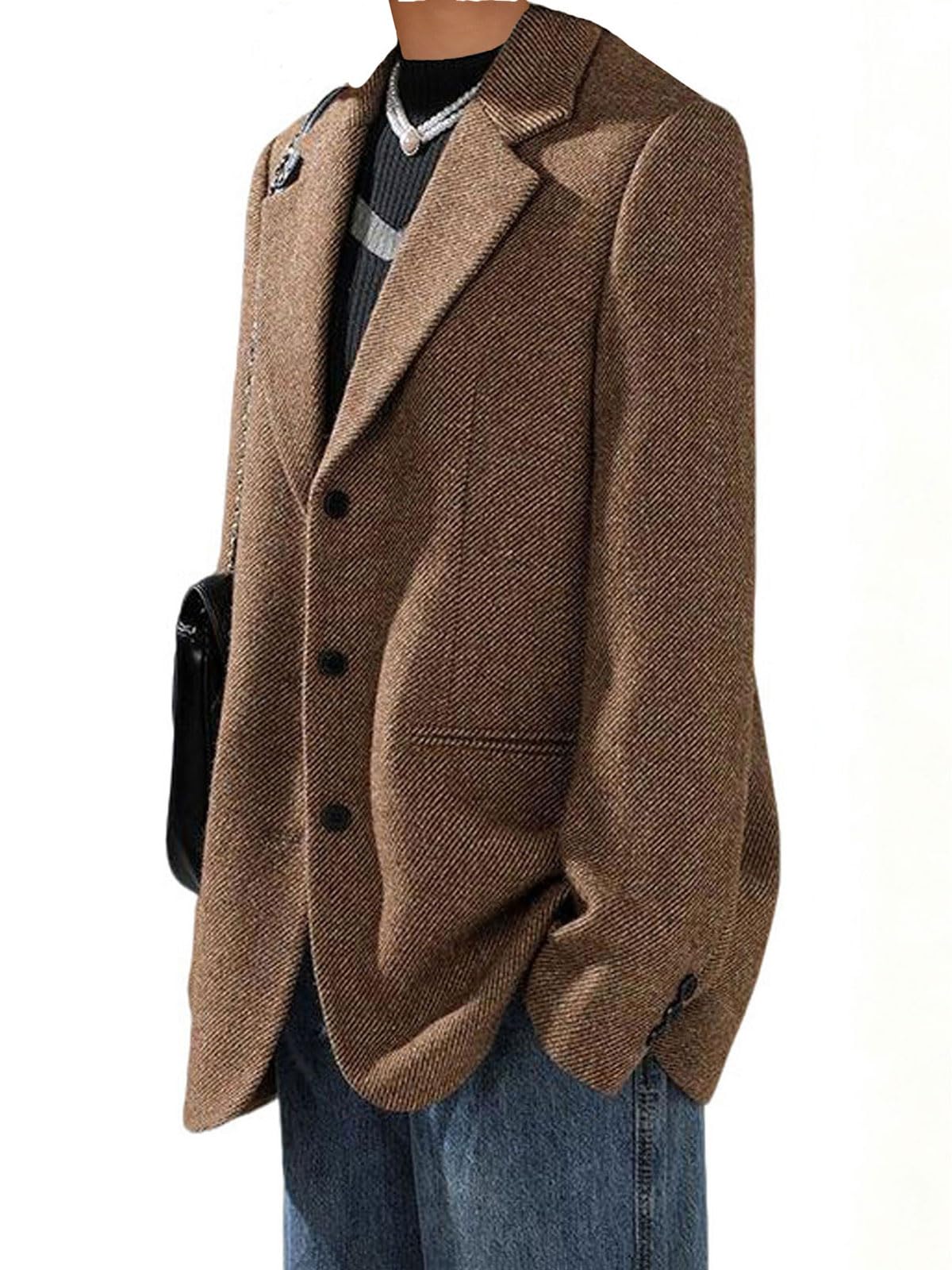 utcoco Womens Elegant Commute Blazer Oversized Lapel Single Breasted Casual Work Office Suit Jacket