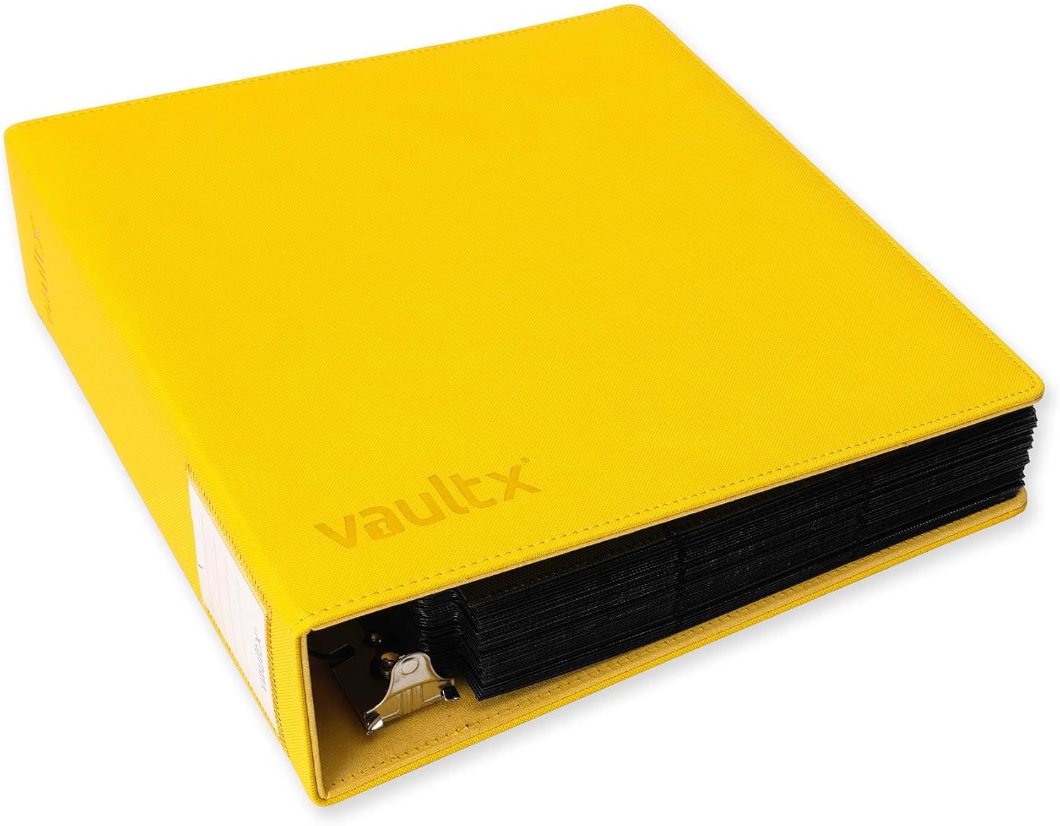 Vault X - Yellow Exo-Tec 3 Ring Binder (Large) with Pack of 50-9 Pocket Sideloading Pages for 810 Single-Sleeved Trading Cards image 2