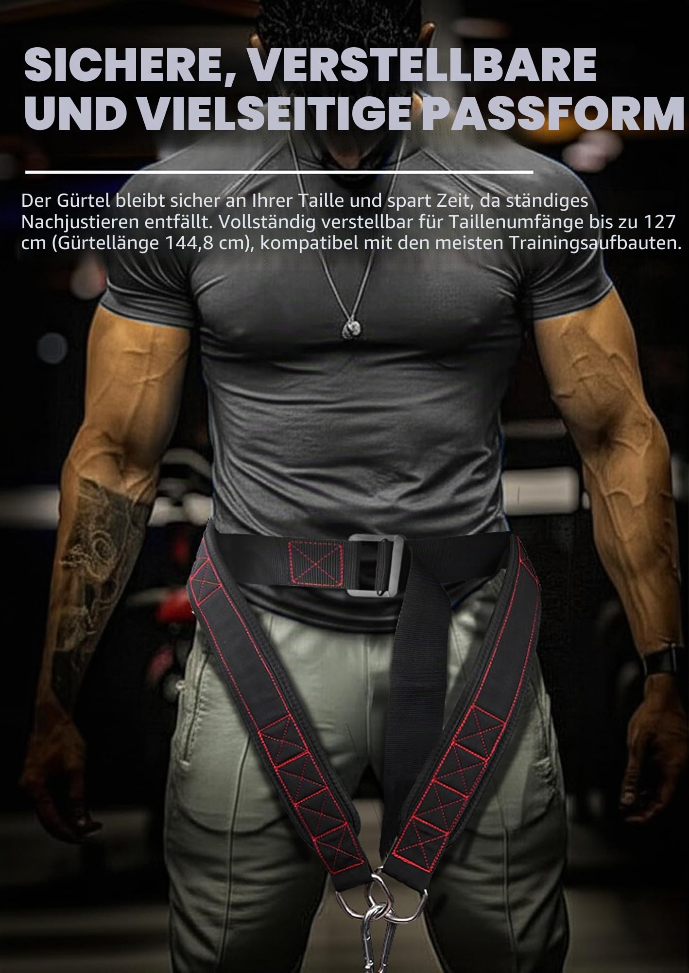 Belt for Belt Squat Dip Belt Weighted Pull Up, Heavy Duty with Structured Back Support and Squat Machine Compatible