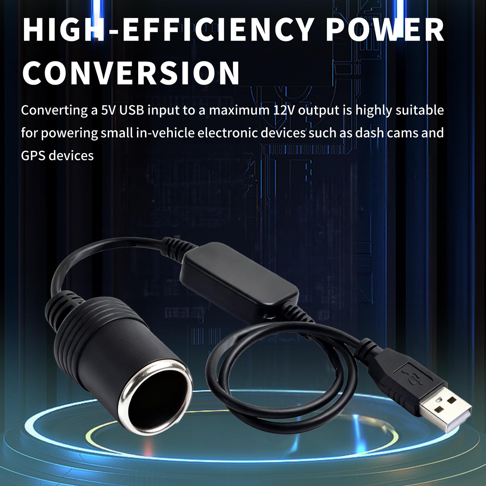 Convertitore USB 5V a Presa Accendisigari 12V Adattatore Auto Portatile con Uscita Massima per Alimentazione Dispositivi GPS Dashcam Luci LED e Accessori Veicolari