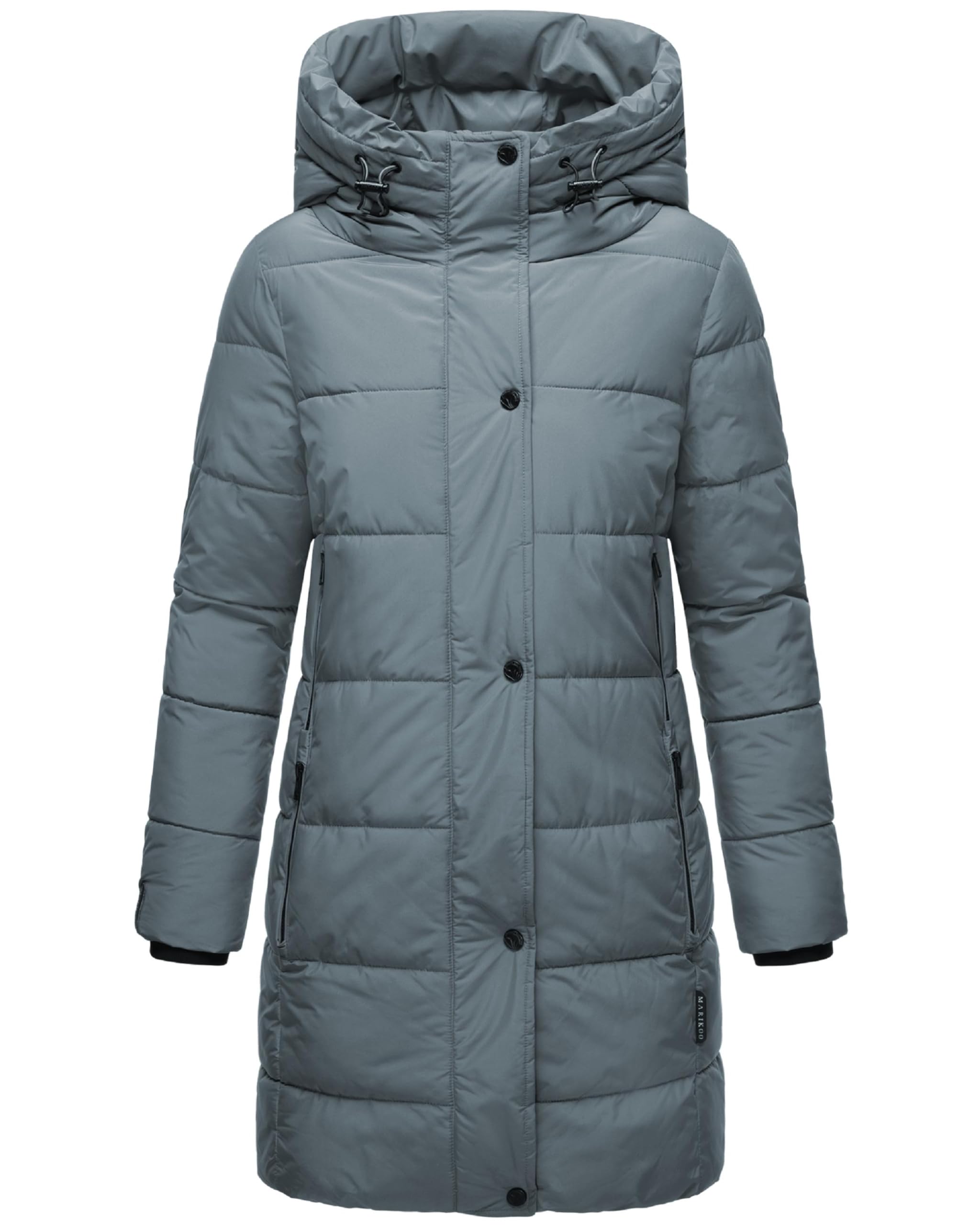 MARIKOO Karumikoo XVI Women's Winter Coat Warm Quilted Coat Long with Hood and High Collar XS-3XL, Stormy Blue, M