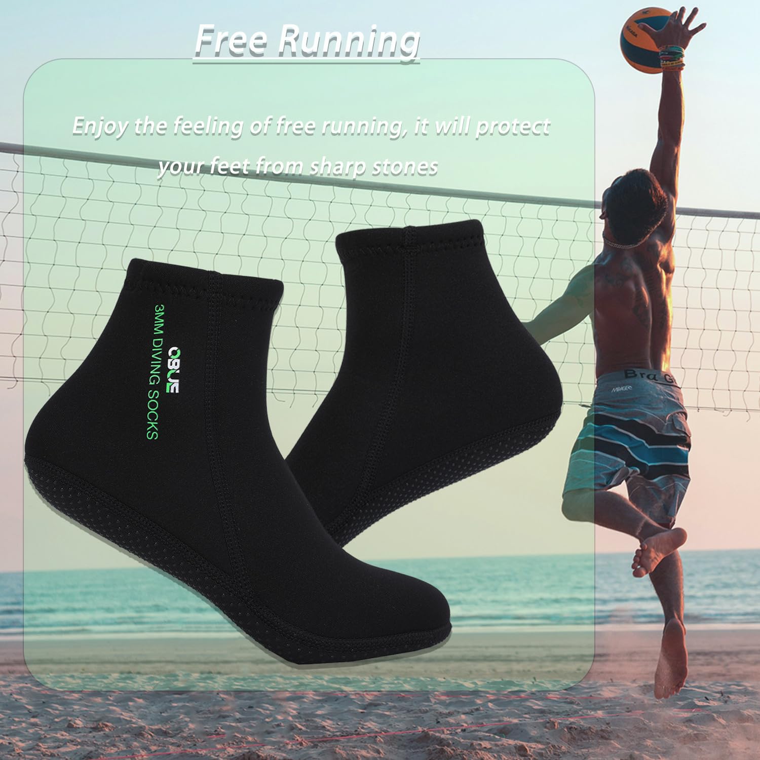 Skyone Neoprensocken für Herren und Damen, 3 mm, Tauchersocken, Thermosocken, rutschfest, flexibel