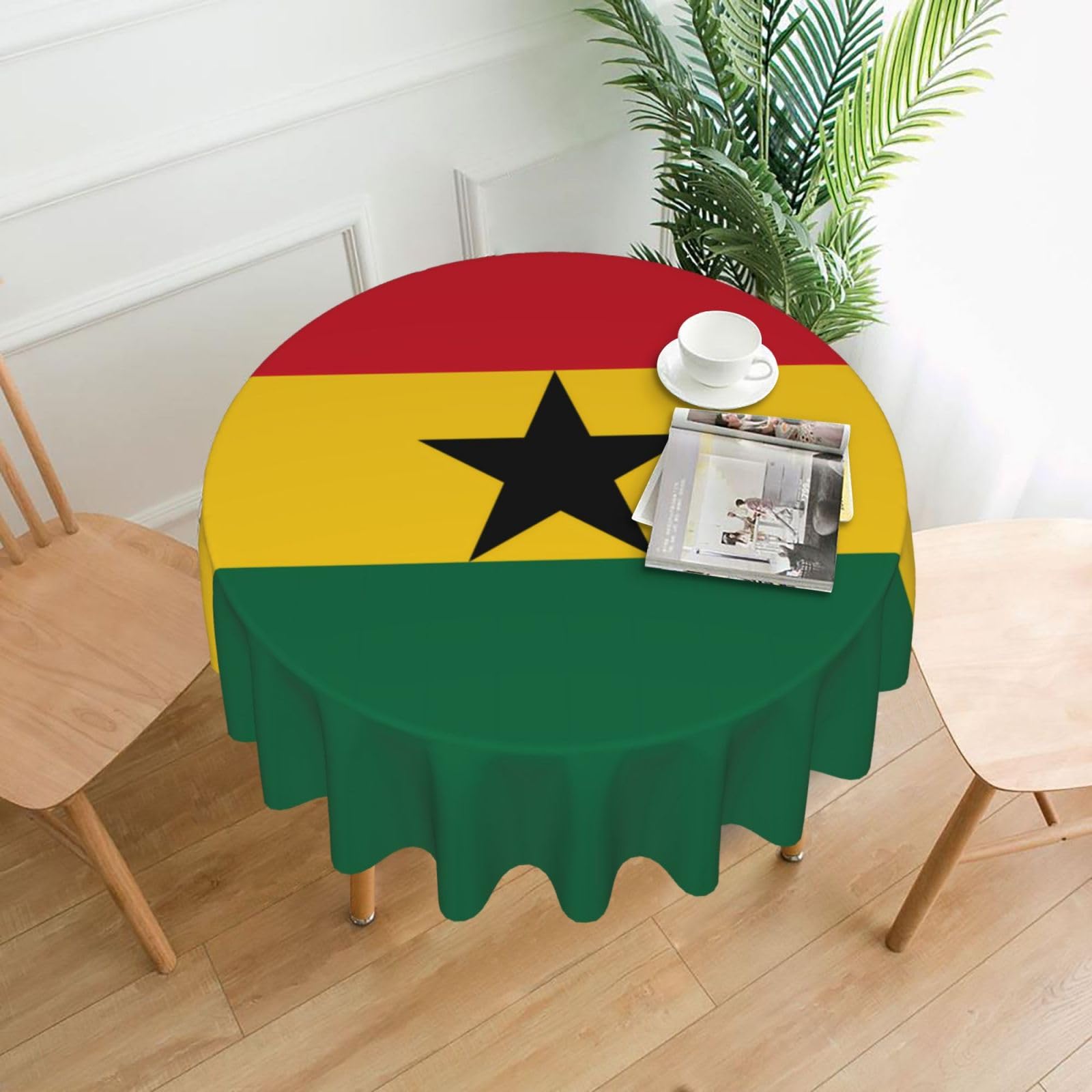 MROWYC Flag of Ghana Printed Practical Round Tablecloth, Durable, Suitable for Home, Restaurant, Hotel, Gathering, and Decorative Table Covers