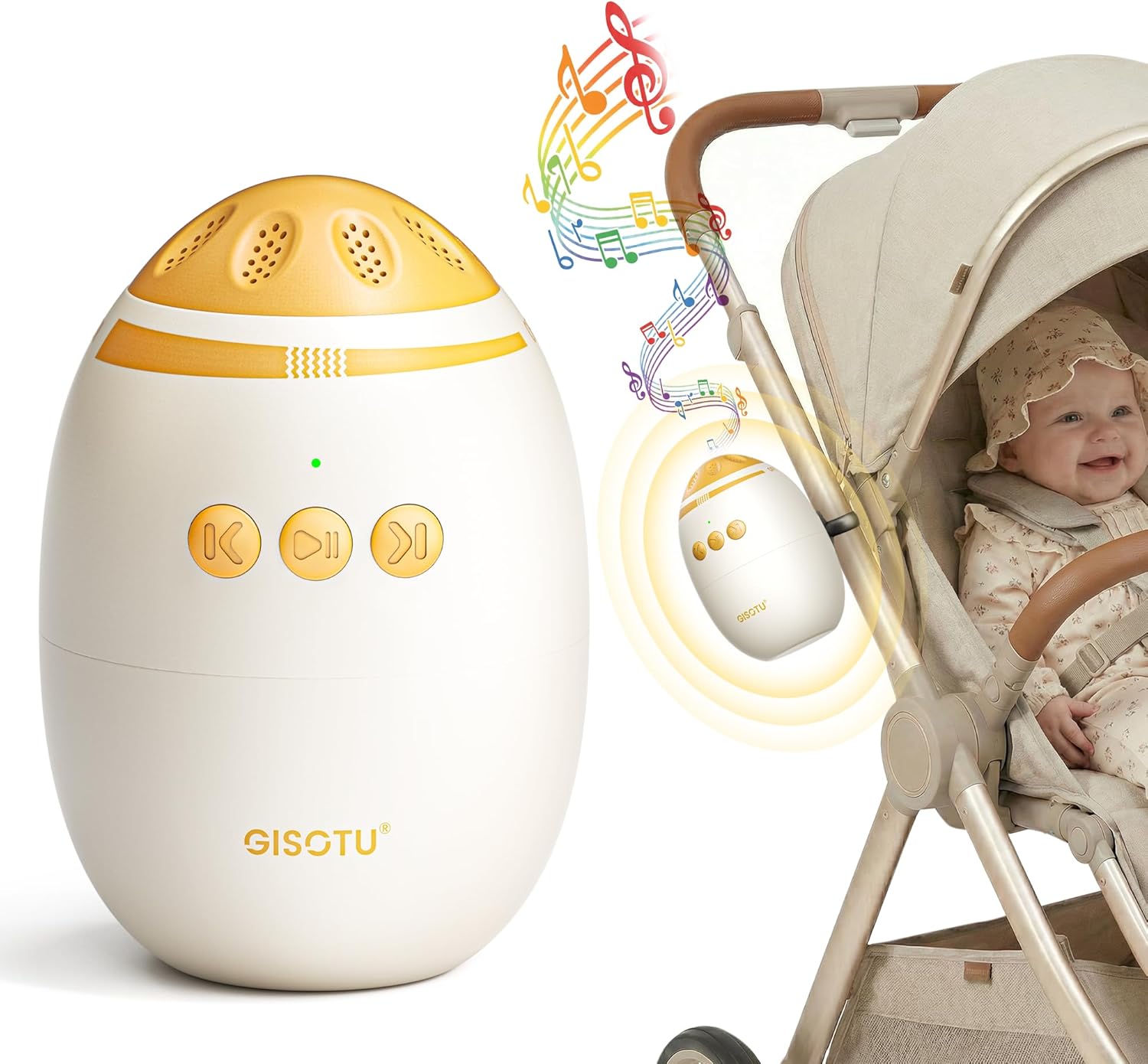 Baby Stroller Rocker with Adjustable Vibration Speed and 11 Soothing White Noise, Hands-Free Rechargeable Sleep Soother Rocker, Portable Accessories for Strollers & Cribs, Essential Baby Gear