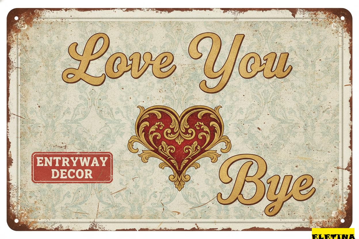 Love You Bye Above Door Decor Tin Sign, 8x12 Inch