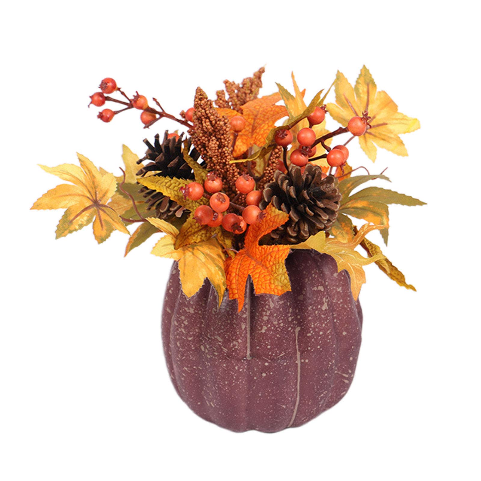 NEWFT Artificial Pumpkin Ornament Fall Maple Pinecone Pumpkin Photography Table Centerpiece Props Autumn