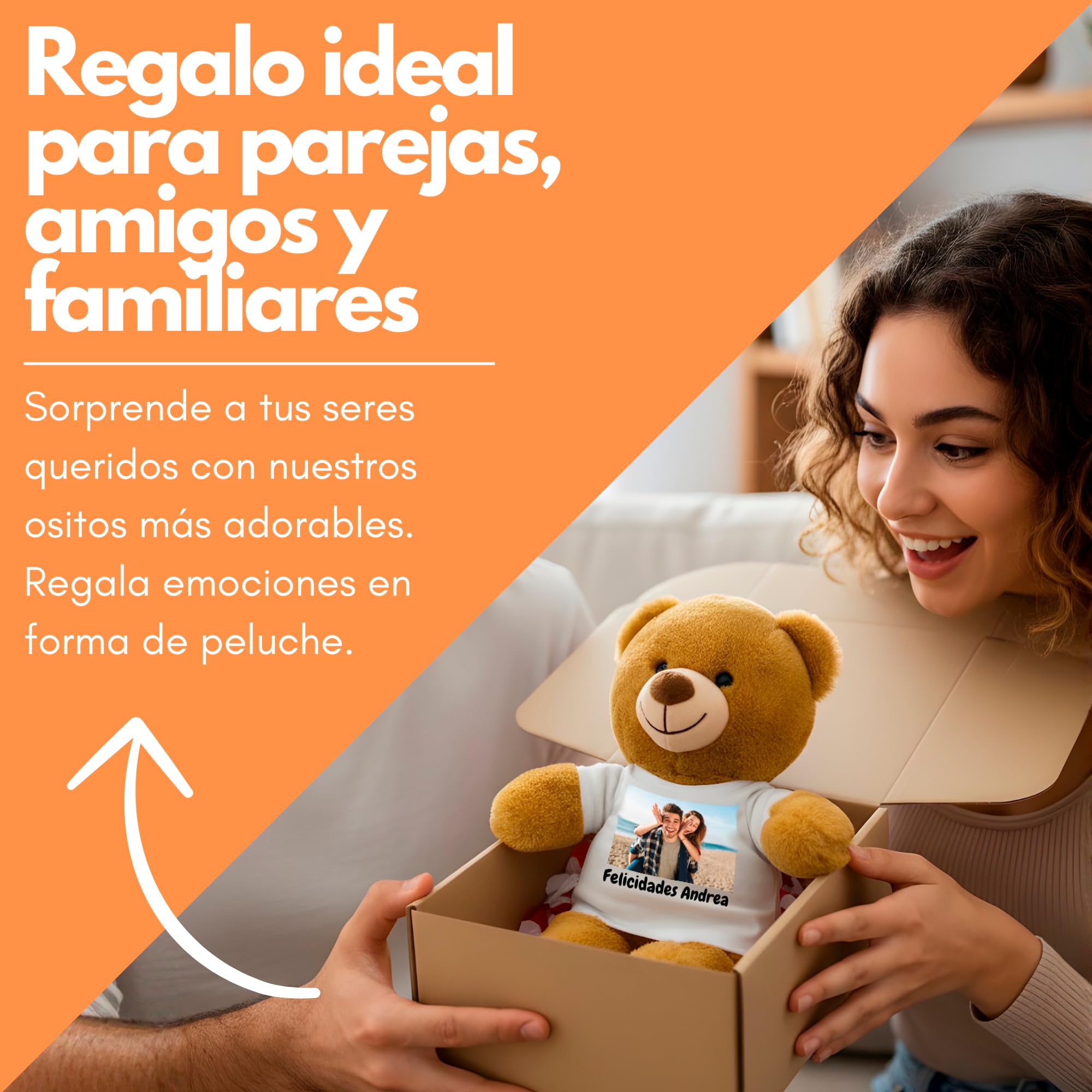 Peluchilandia Peluche Personalizado con Foto en Cajita Decorada Regalo Personalizado para Mujer y Hombre | Regalos para Amigas (MARRÓN)