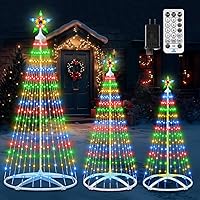 Vista 1 de 3 paquetes de luces de árbol de Navidad en forma de cono, luces de árbol de Navidad de 4' 5' 6' regulables con 12 modos de control remoto, luces