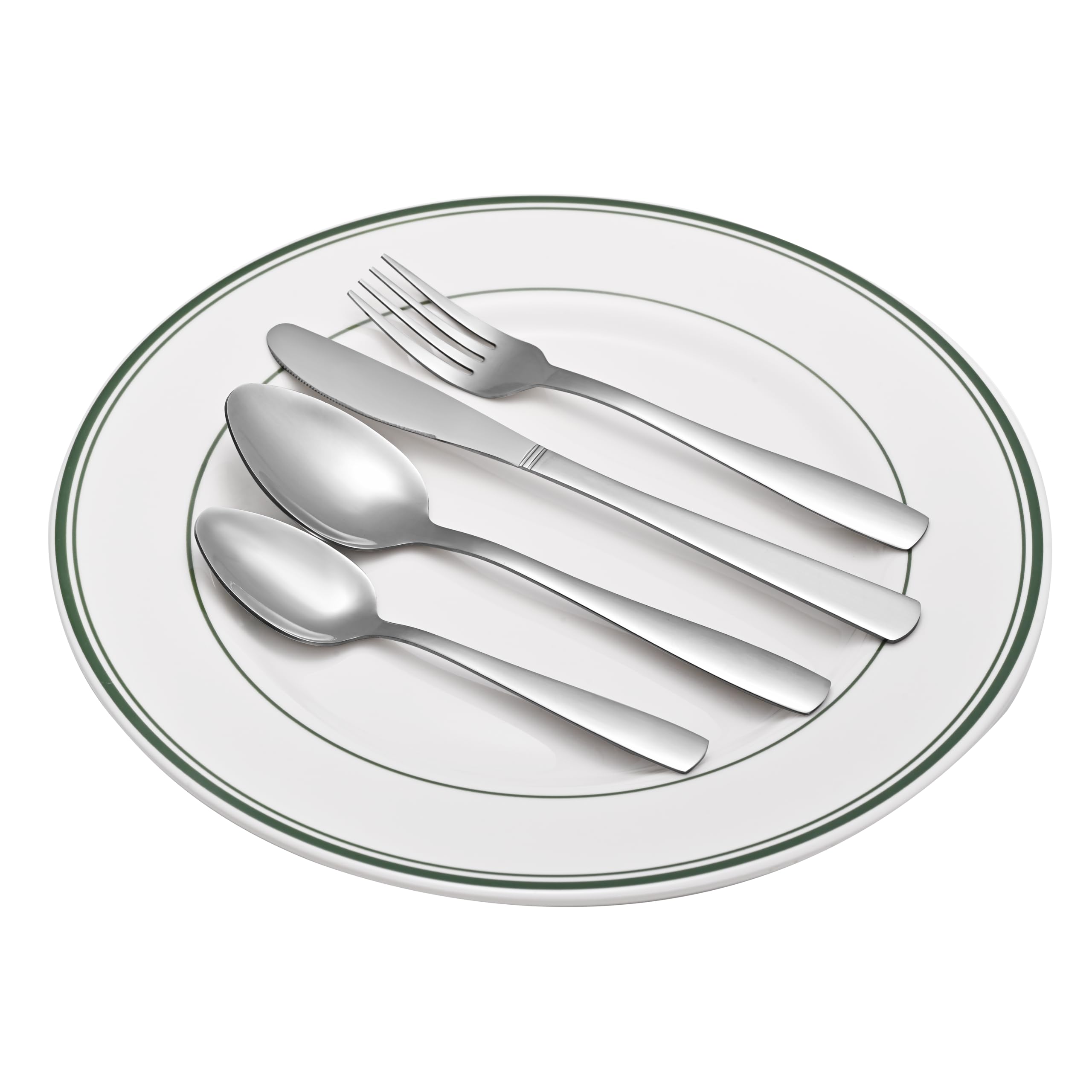 Juego de Cubiertos de Acero Inoxidable de 16 piezas -Otto Koning Hannover- pulido brillante. Cubertería para 4 personas. Set con Cuchara Cuchillo y Tenedor, Diseño Sencillo. Apto para lavavajillas